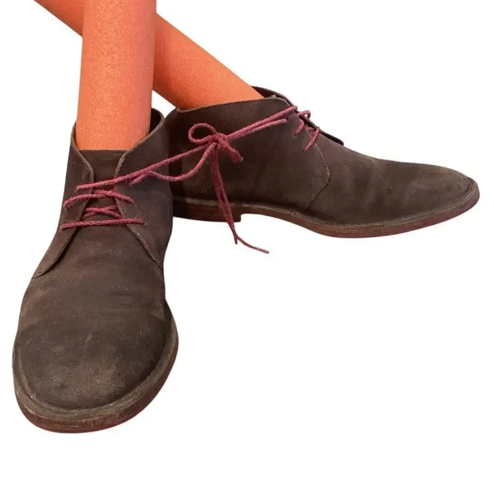 Cole Haan Paul Chukka Boots Brown Distressed Suede Leather Mens US 9M 9 C09565‎